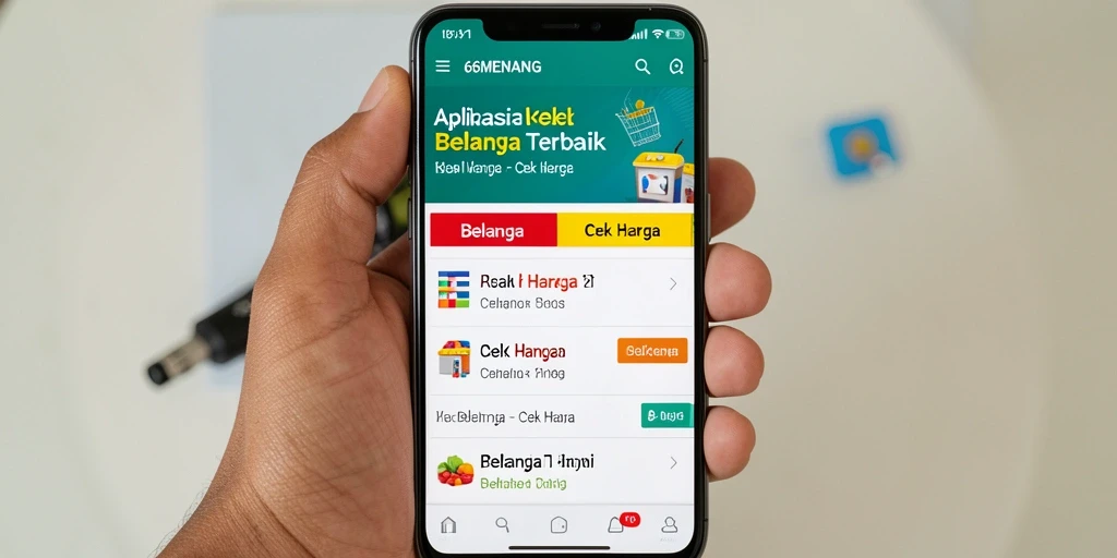 Tampilan antarmuka aplikasi Cek Harga 66MENANG.