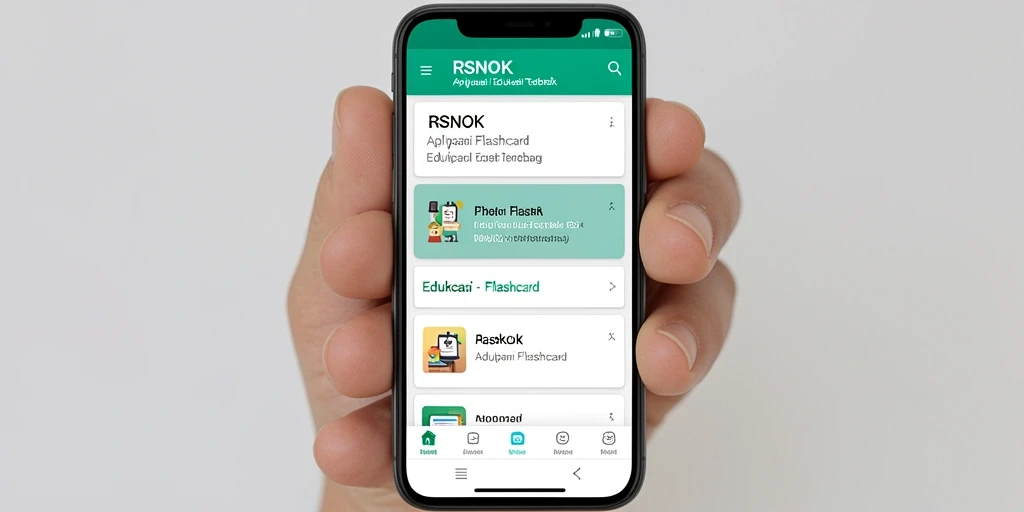 Tampilan antarmuka pengguna RSNOK untuk belajar menggunakan Flashcard.